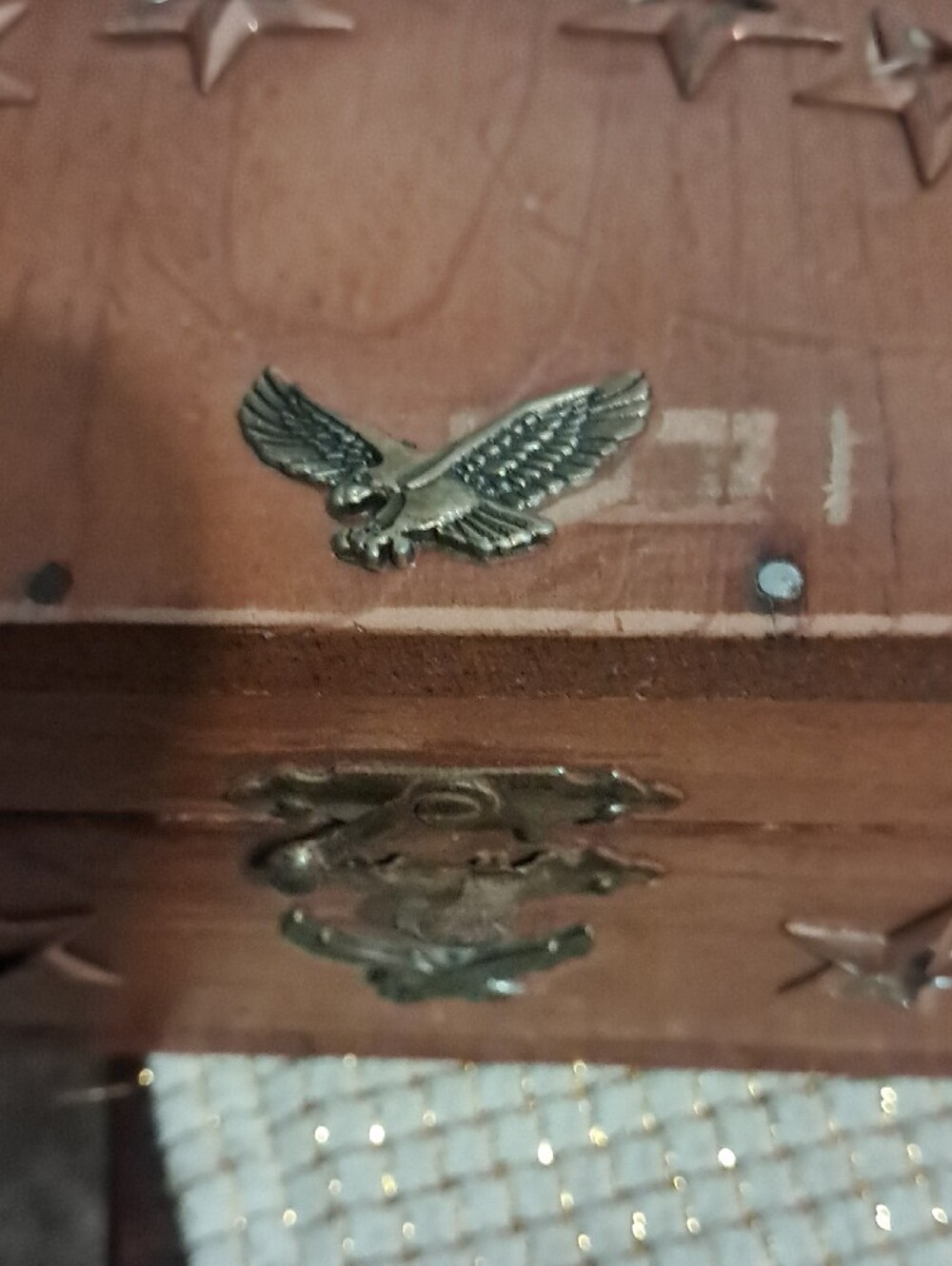 Wooden Star Eagle Appliqué Jewelry Box - Natural Wood - Picture 9 of 10